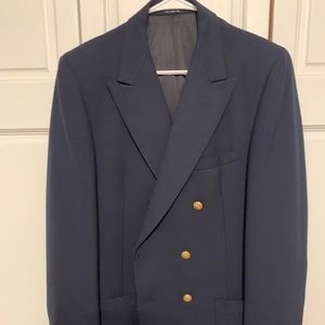 Double Breasted Suit Jacket with Brass Buttons